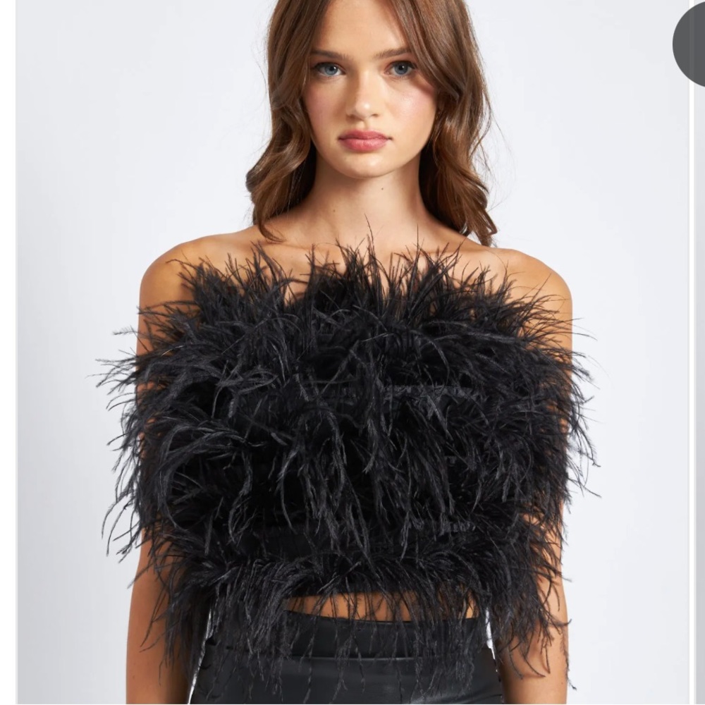 En Saison Black Feather Top